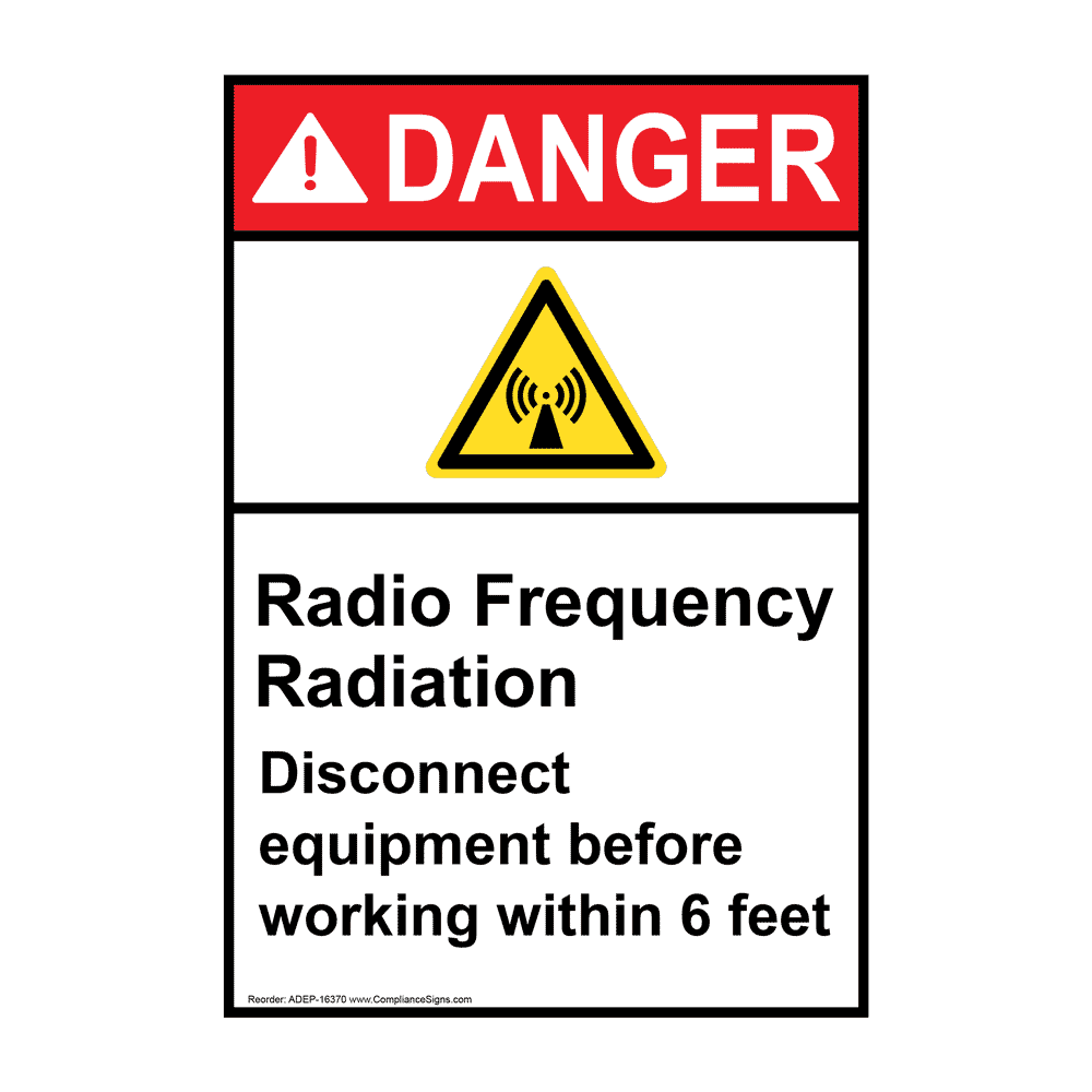 Portrait ANSI DANGER Radio Frequency Radiation Sign ADEP16370 Process