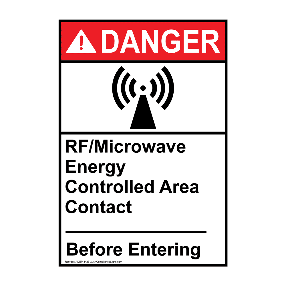 Portrait ANSI DANGER RF/Microwave Energy Controlled Area Sign ADEP8420