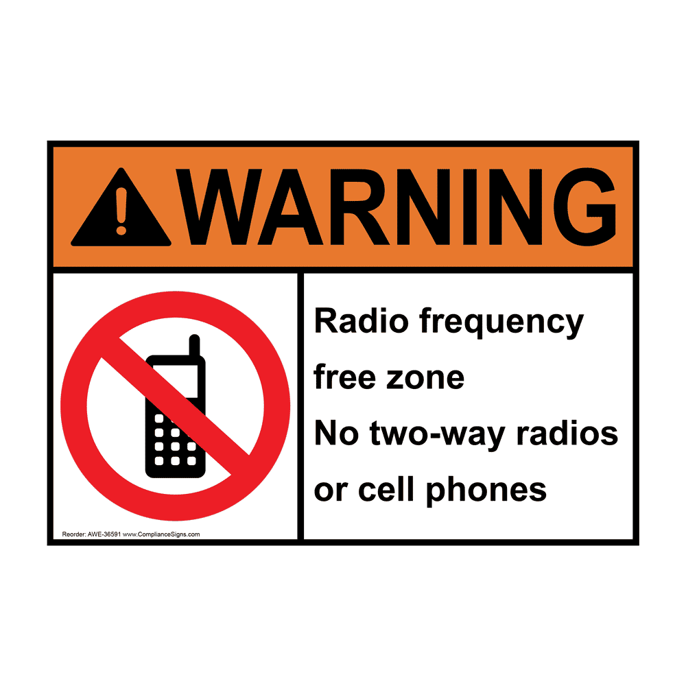 ANSI Radio Frequency Free Zone No Sign With Symbol AWE36591