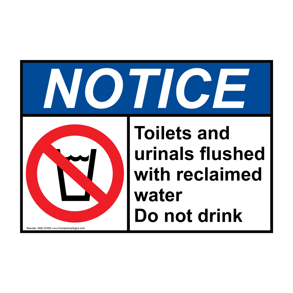 ANSI NOTICE Toilets and urinals flushed Sign with Symbol ANE-37402
