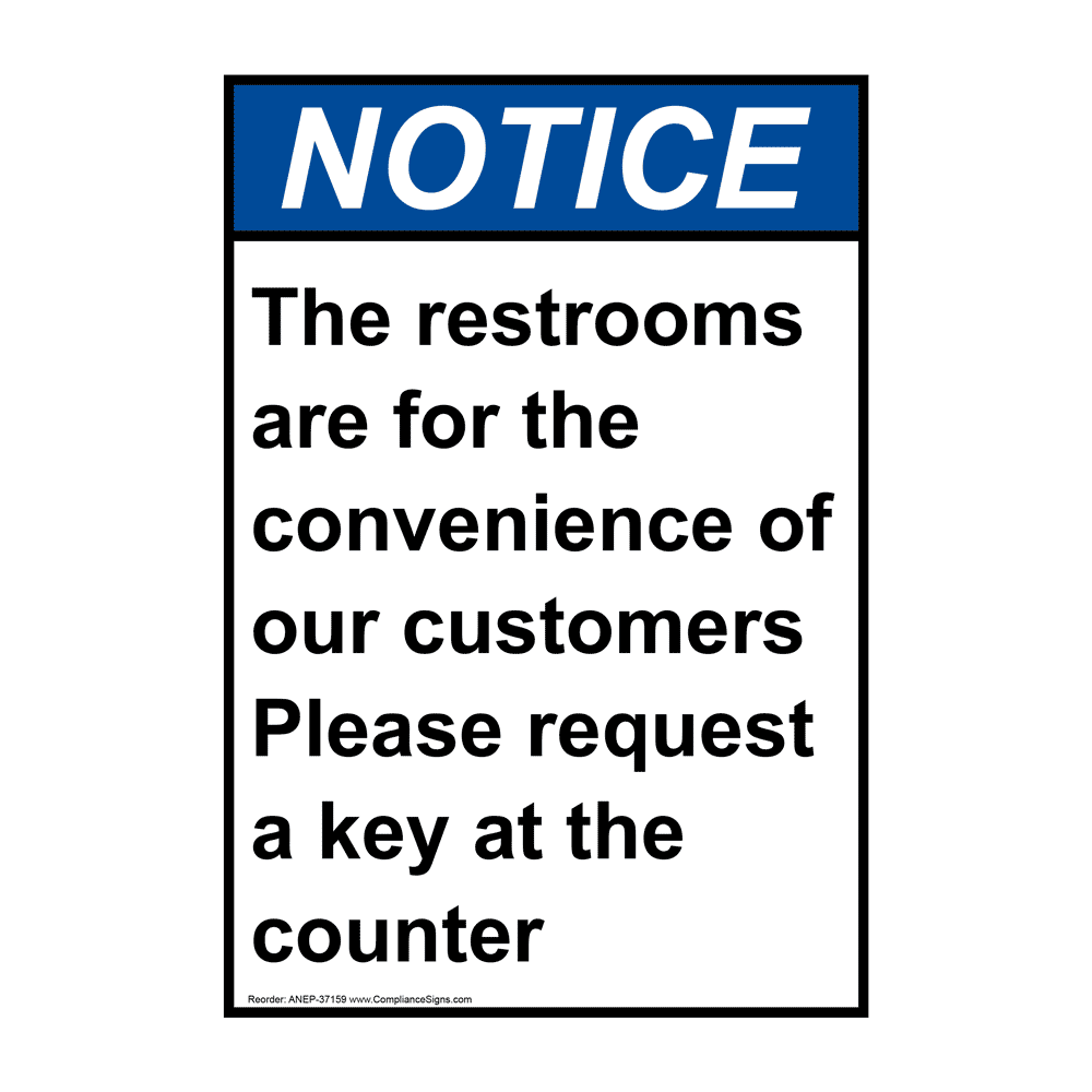 Portrait ANSI Please Ask Attendant For Restroom Sign ANEP37158