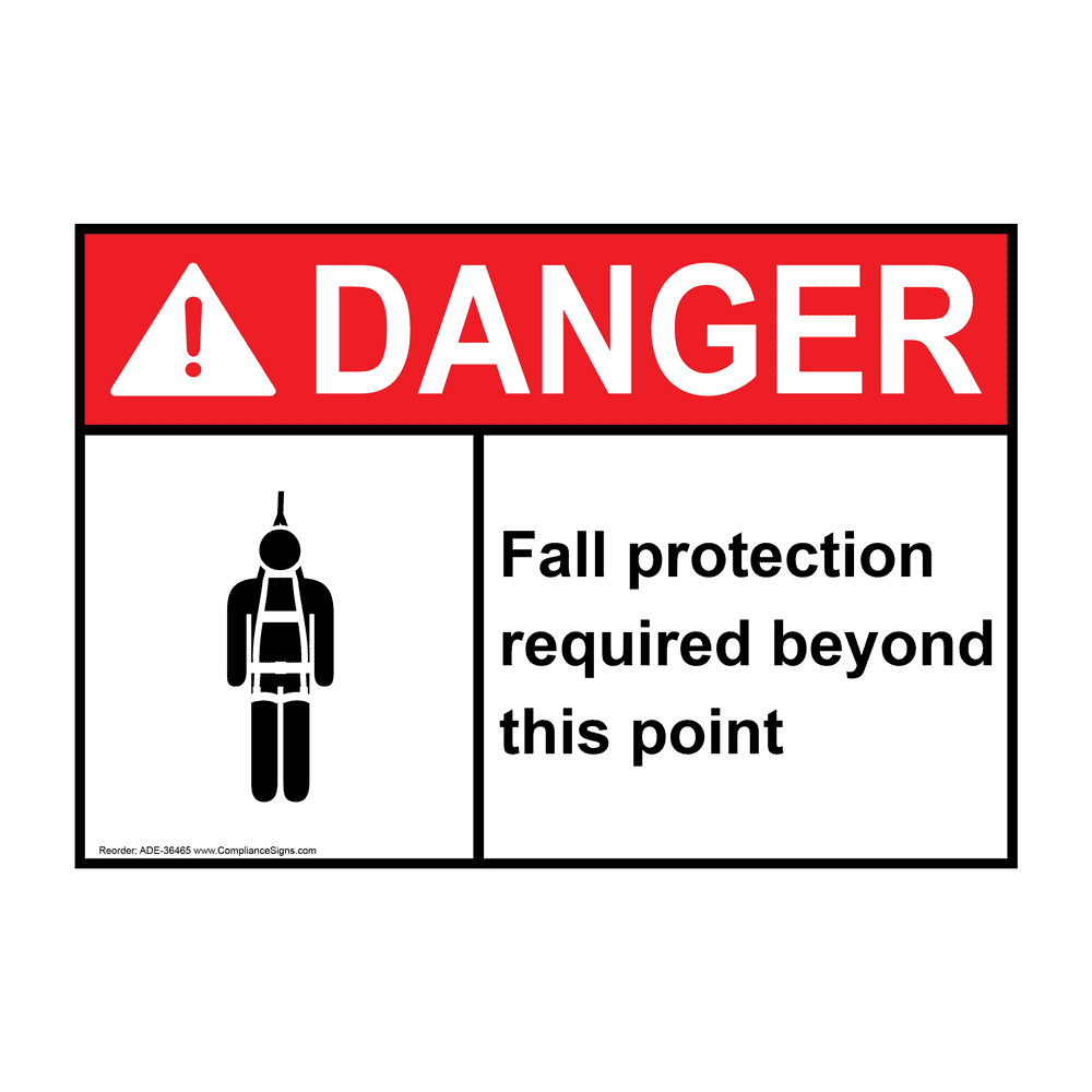ANSI DANGER Fall protection required beyond Sign with Symbol ADE-36465