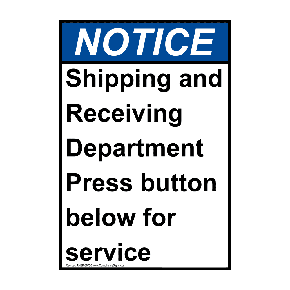 Portrait ANSI Shipping And Receiving Department Sign ANEP38720