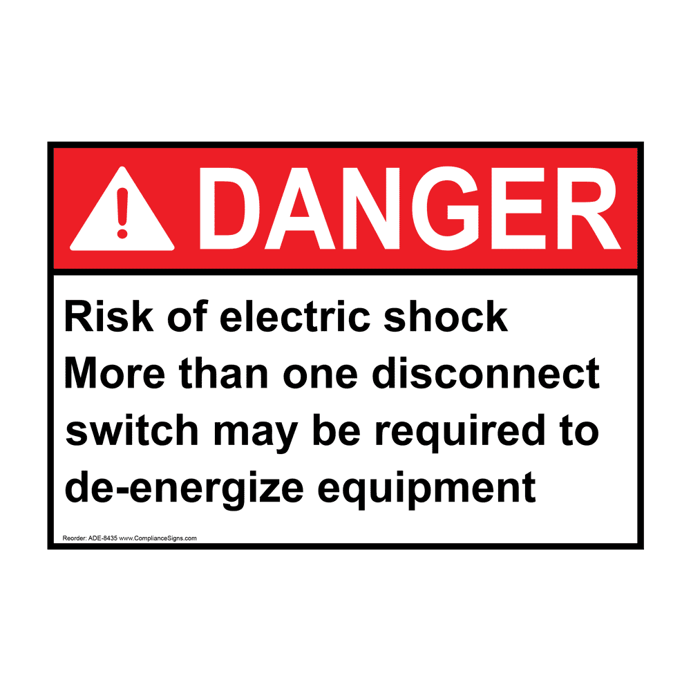 ANSI DANGER Risk Of Electric Shock More Than One Sign ADE8435