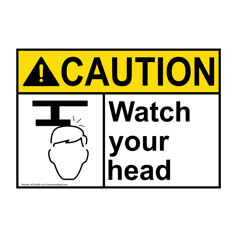 ANSI CAUTION Watch Your Head Sign with Symbol ACE-6435