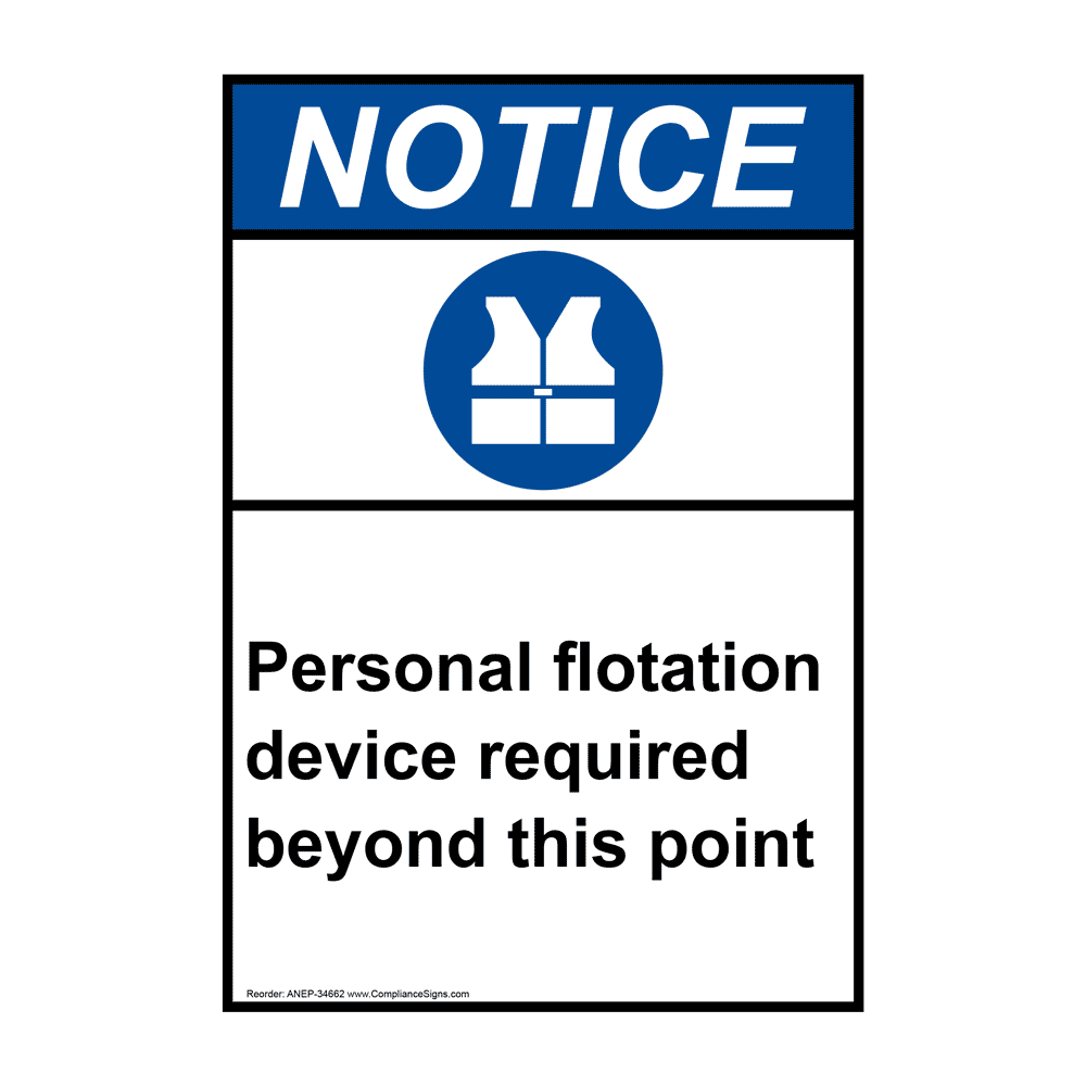 ANSI Personal Flotation Device Required Sign With Symbol ANE34662