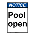 Portrait ANSI Pool Open Sign ANEP-34684