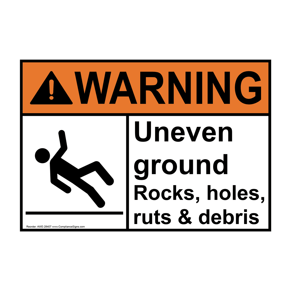 Portrait ANSI Uneven Ground Rocks, Sign With Symbol AWEP28407
