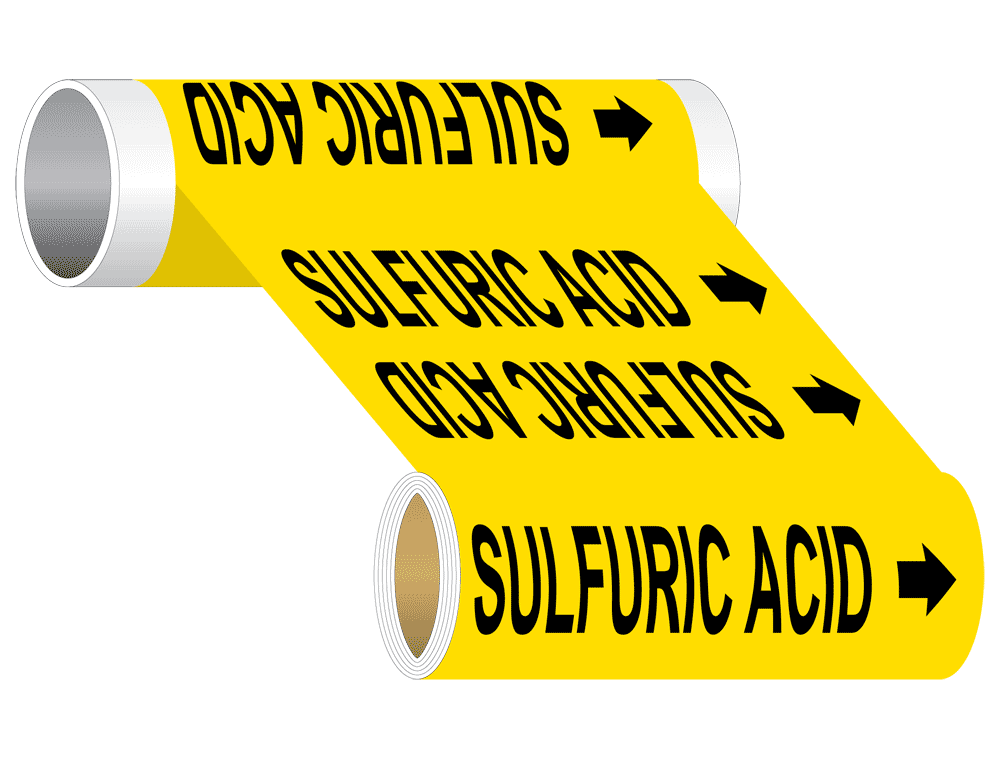ASME A13.1 Sulfuric Acid Wide Pipe Label PIPE24300WRBLKonYLW