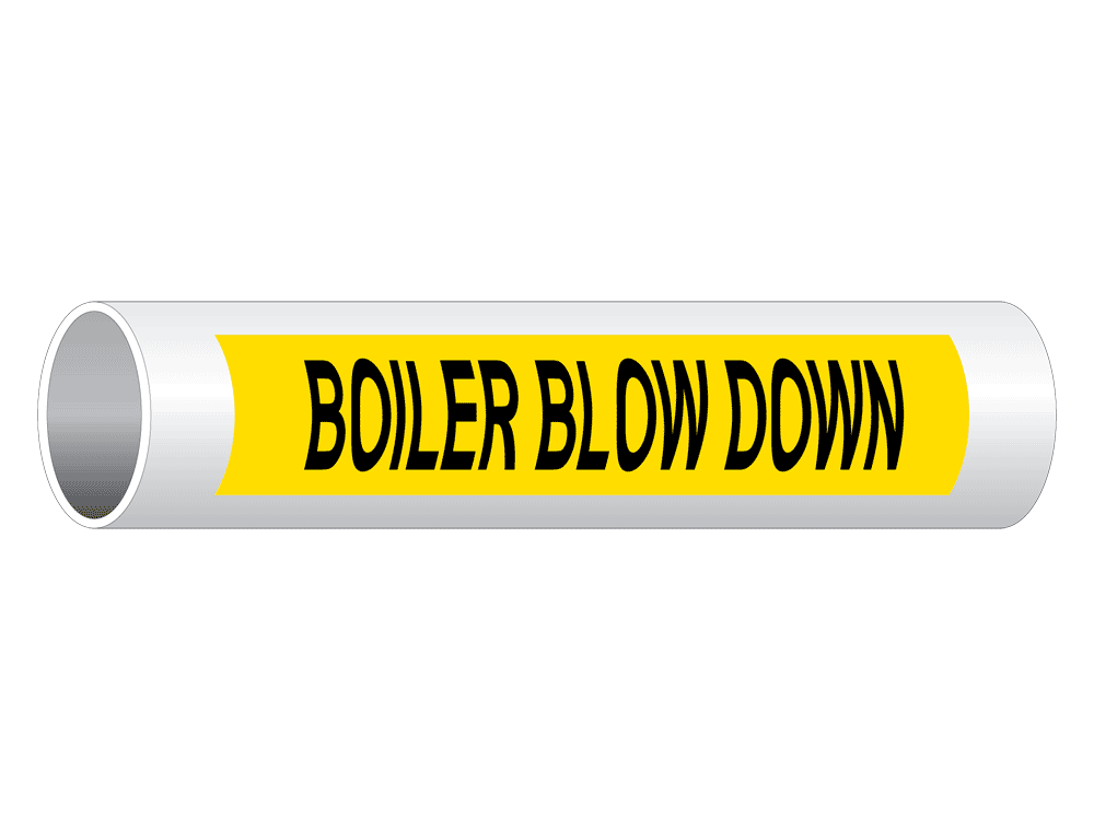 ASME A13.1 Boiler Blow Down Pipe Label PIPE-23120_Black_on_Yellow