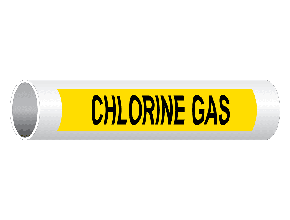 ASME A13.1 Chlorine Gas Black On Yellow Pipe Label PIPE-23200_Black_on_Yellow
