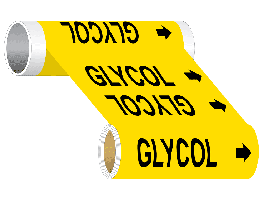 ASME A13.1 Glycol Wide Pipe Label PIPE23530WRBLKonYLW