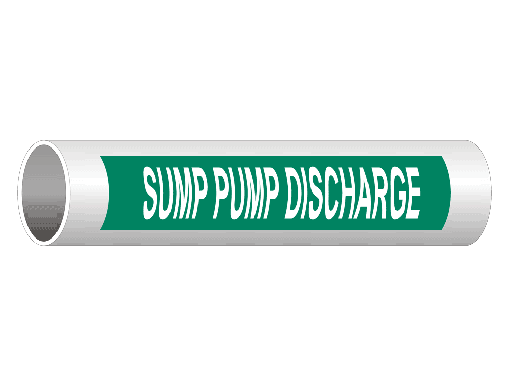 ASME A13.1 Sump Pump Discharge Pipe Label PIPE-24305_White_on_Green