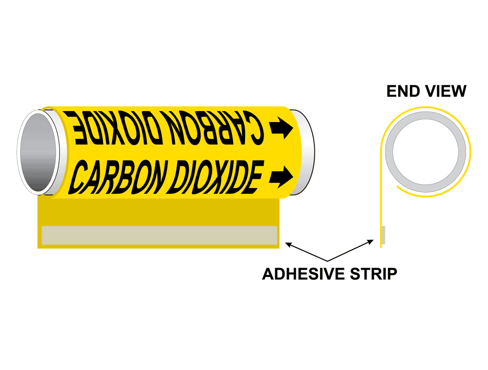 ASME A13.1 Carbon Dioxide Plastic Pipe Wrap PIPE-23150_WRAP_Black_on_Yellow