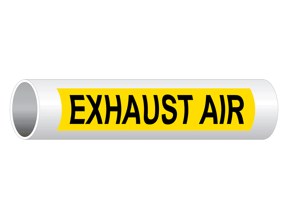 ASMEA13.1 Exhaust Air Black on Yellow Pipe Label PIPE23435BLKonYLW