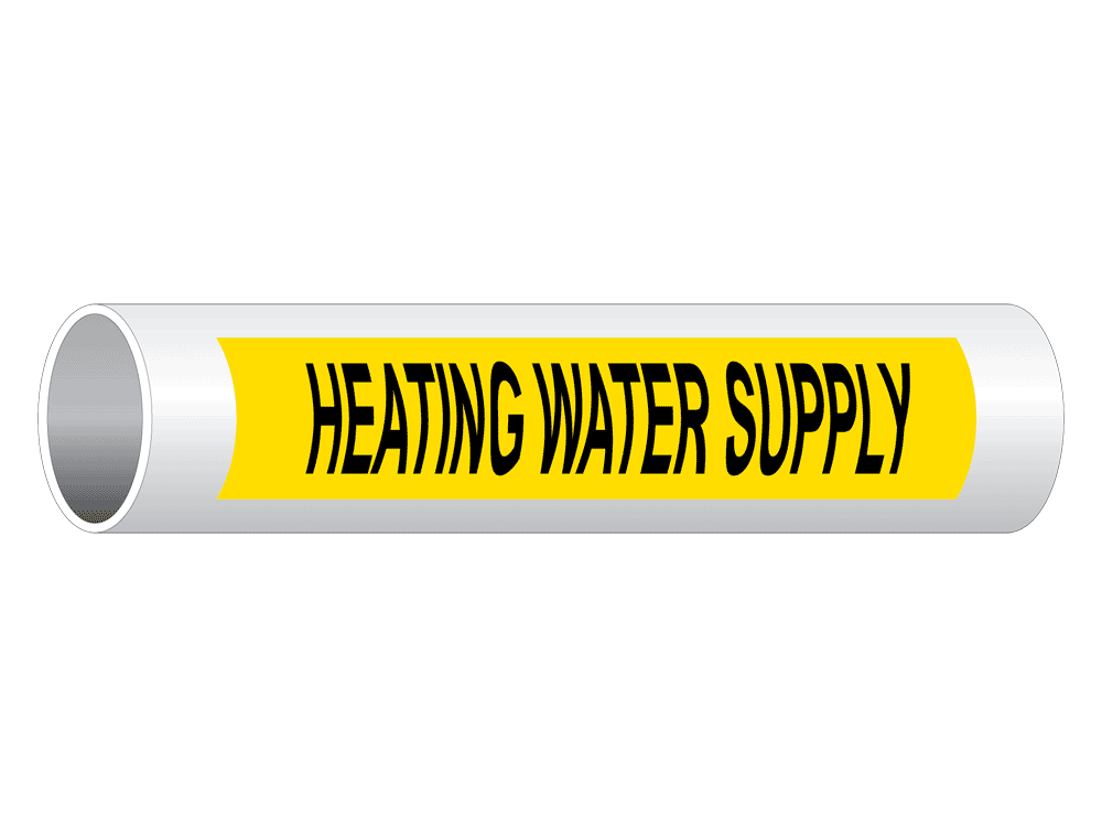 ASMEA13.1 Heating Water Supply Pipe Label PIPE23585BLKonYLW
