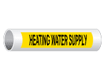 ASME-A13.1 Heating Water Supply Pipe Label PIPE-23585-BLKonYLW