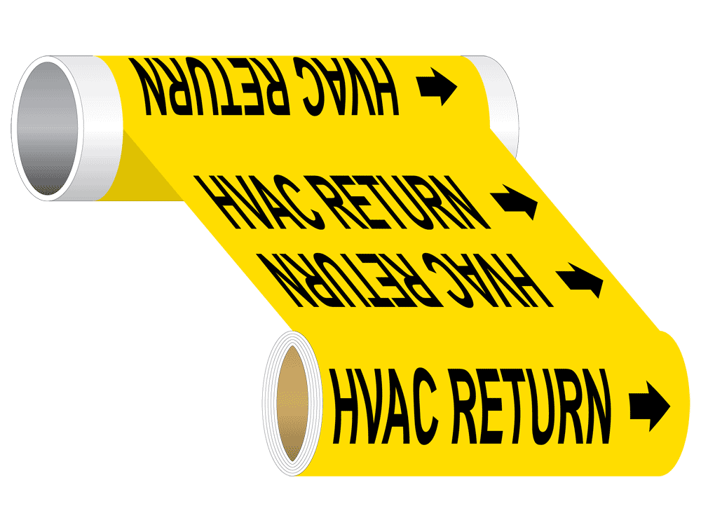 ASMEA13.1 HVAC Return Pipe Label PIPE23685WHTonGreen
