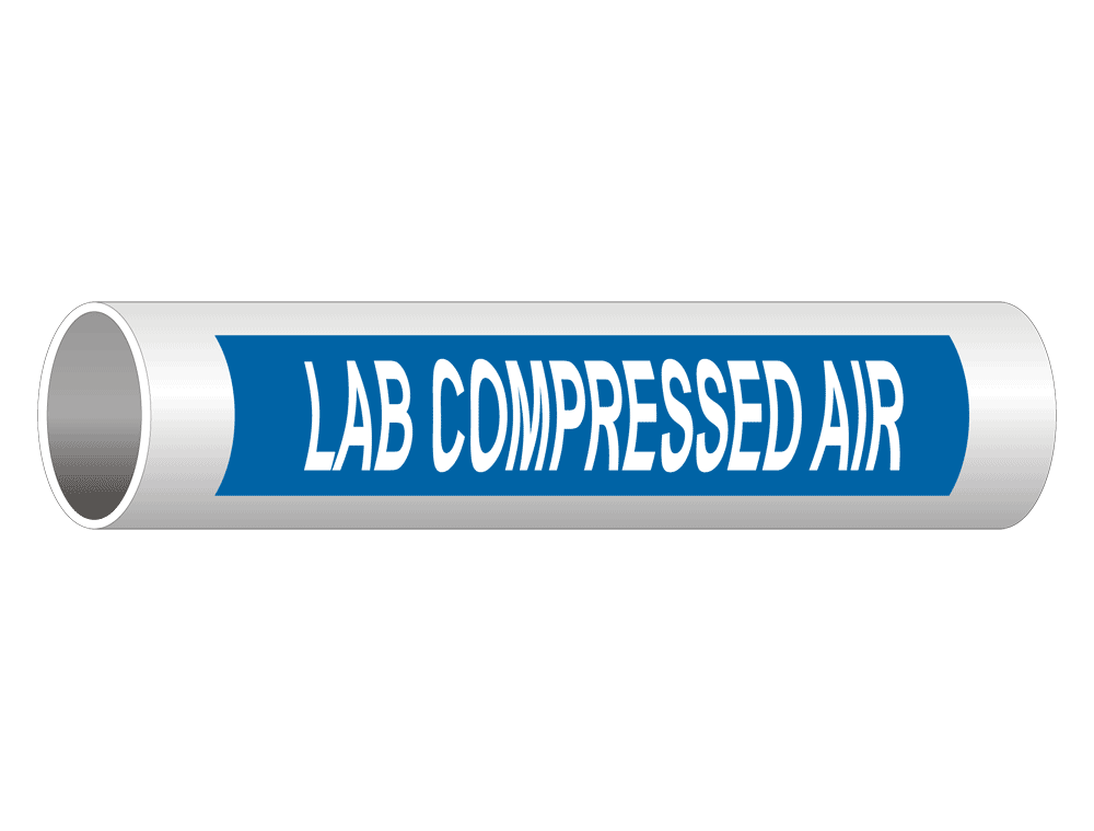 ASME A13.1 Lab Compressed Air Pipe Label PIPE23780WHTonBLU