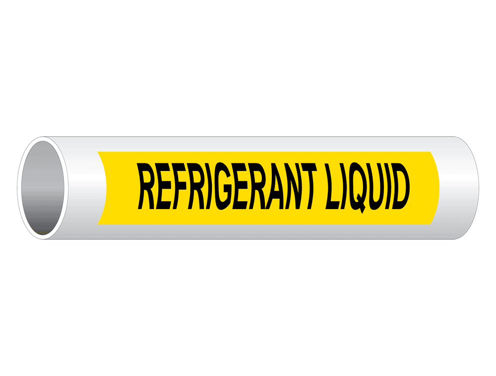 ASME A13.1 Refrigerant Liquid Pipe Label PIPE24075BLKonYLW