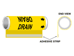 ASME A13.1 Drain Black On Yellow Plastic Pipe Wrap PIPE-23390-WRAP-BLKonYLW