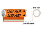 ASME A13.1 Acid Vent Black On Orange Plastic Pipe Wrap PIPE-23025-WRAP-BLKonORNG