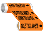 ASME A13.1 Industrial Waste Wide Pipe Label PIPE-23750-WR-BLKonORNG