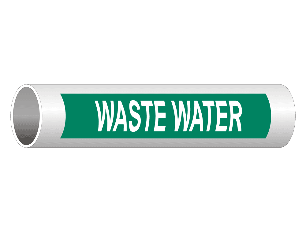 ASME A13.1 Waste Water Pipe Label PIPE24395WHTonGreen
