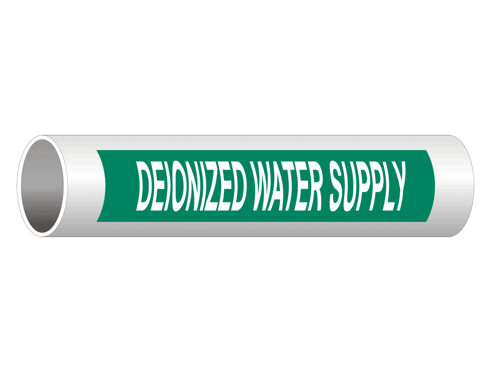 ASME A13.1 Deionized Water Supply Pipe Label PIPE23315WHTonGreen