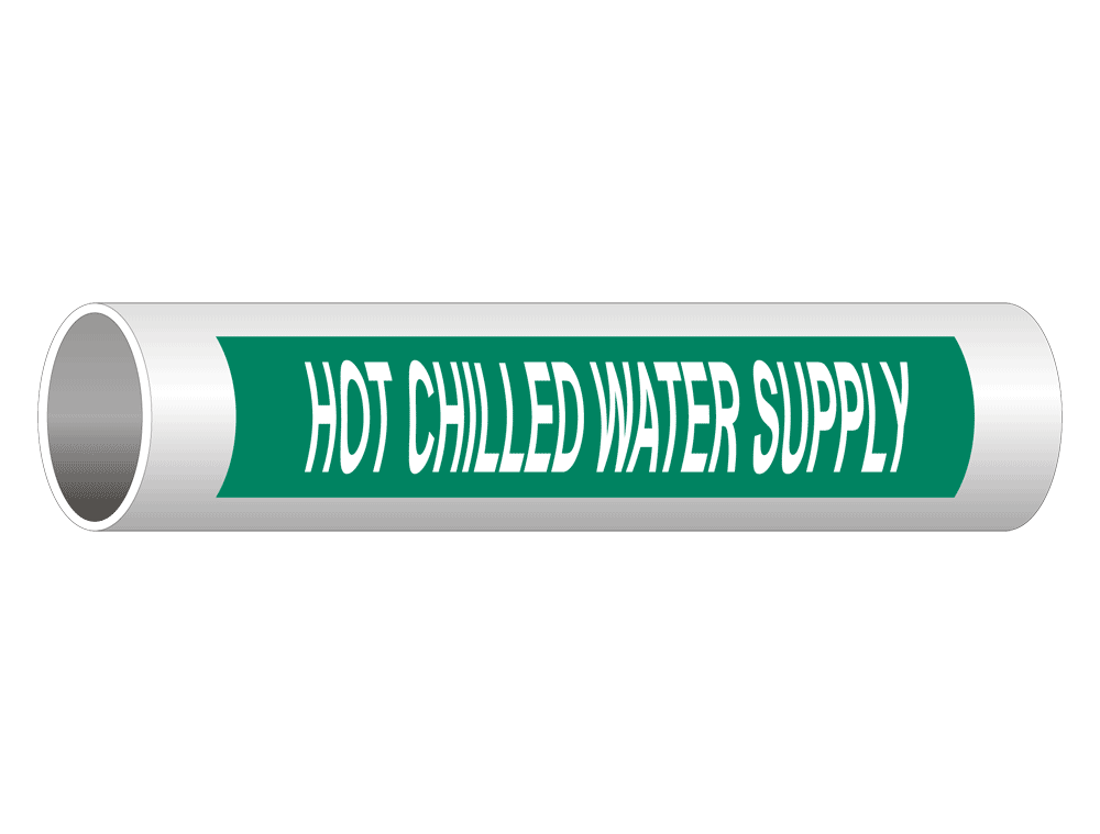 ASME A13.1 Hot Chilled Water Supply Pipe Label PIPE23650WHTonGreen