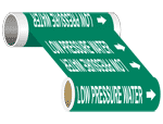 ASME A13.1 Low Pressure Water Wide Pipe Label PIPE-23840-WR-WHTonGreen