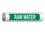 ASME A13.1 Raw Water Pipe Label PIPE-24050-WHTonGreen