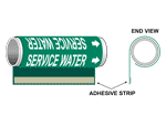 ASME A13.1 Service Water White Green Plastic Pipe Wrap PIPE-24175-WRAP-WHTonGreen