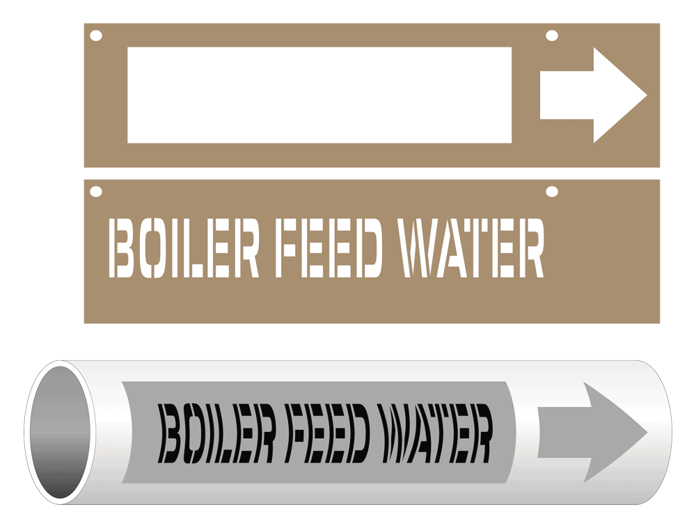 ASME A13.1 Boiler Feed Water Pipe Marking Stencil PIPE-23130_STENCIL