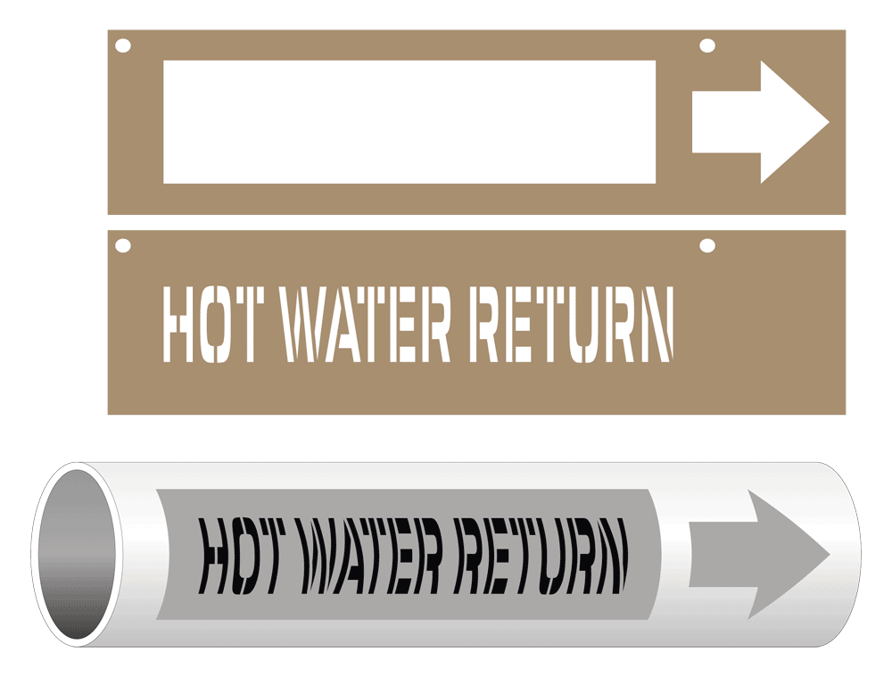 ASME A13.1 Hot Water Return Pipe Marking Stencil PIPE-23670_STENCIL