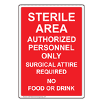 Portrait Sterile Area Authorized Personnel Sign NHEP-25093
