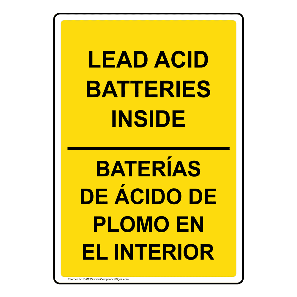 Lead Acid Batteries Inside Bilingual Sign NHB8225 Process Hazards