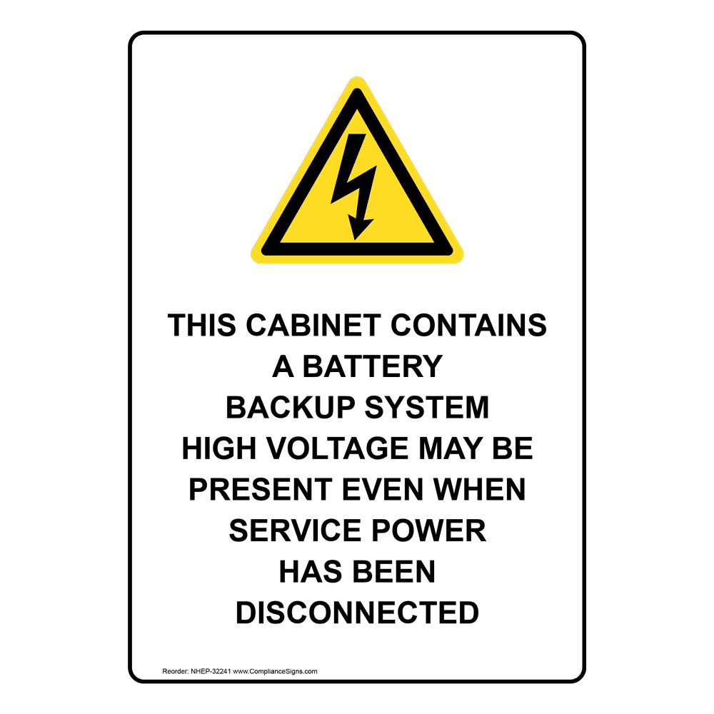 This Contains A Battery Backup Sign With Symbol NHE32241