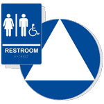 California Title 24 Restroom Braille Sign RRE-120-DCT-T24_WHTonBLU