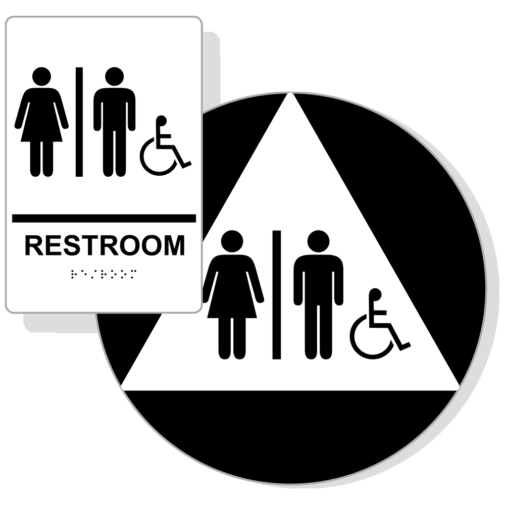 ADA Restroom With Symbol Braille Sign RRE120DCTS_BLKonWHT Restrooms