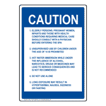 Spa Rules Caution Sign NHE-17375-California Swimming Pool / Spa