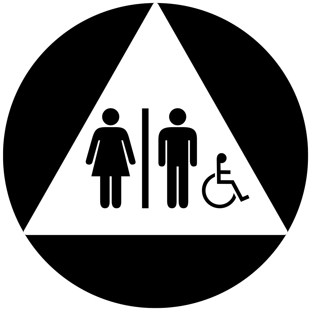 Unisex And Accessibility Sym Sign RR-120-DCTS-BLKonWHT Restrooms