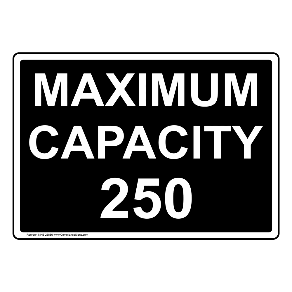 Maximum Capacity 250 Sign NHE 26880