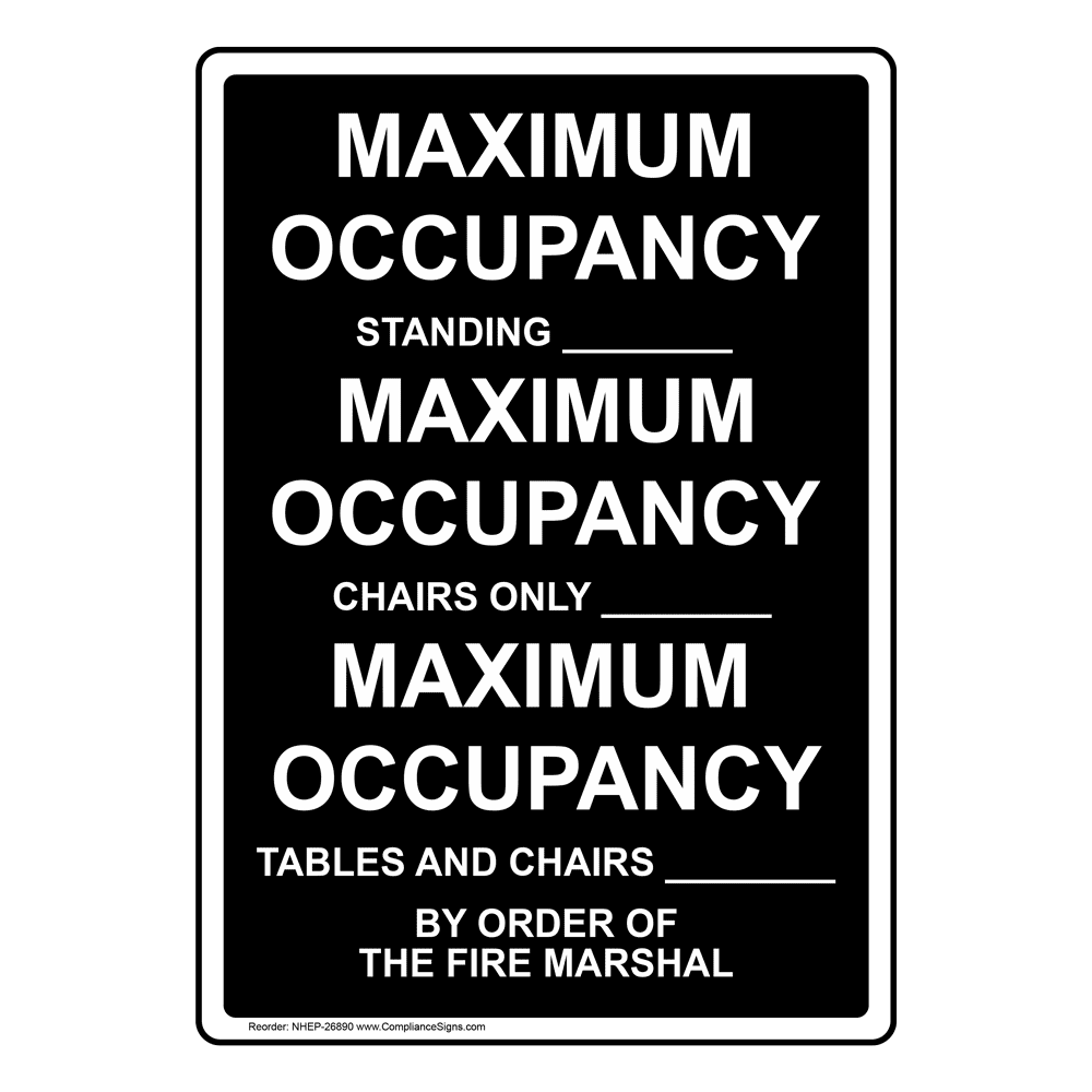 Portrait Maximum Occupancy Standing____Maximum Sign NHEP-26890