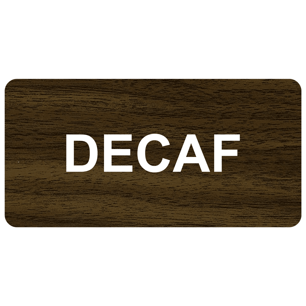 Walnut Engraved DECAF Sign EGRE-16816_White_on_Walnut