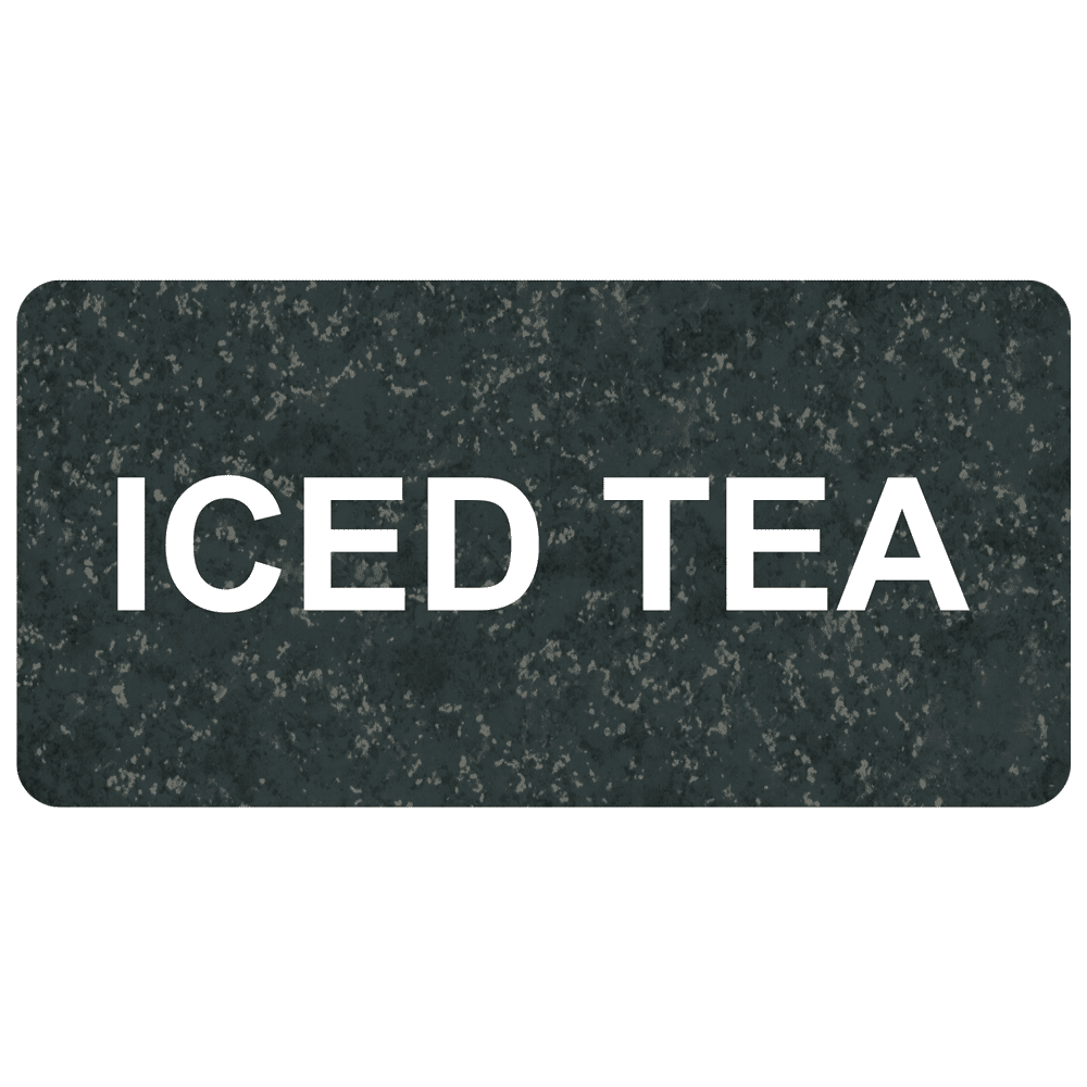 Charcoal Marble Engraved ICED TEA Sign EGRE-16819_White_on_CharcoalMarble