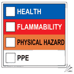 Health Flammability Physical Hazard PPE Label HAZCHEM-14714 Chemical