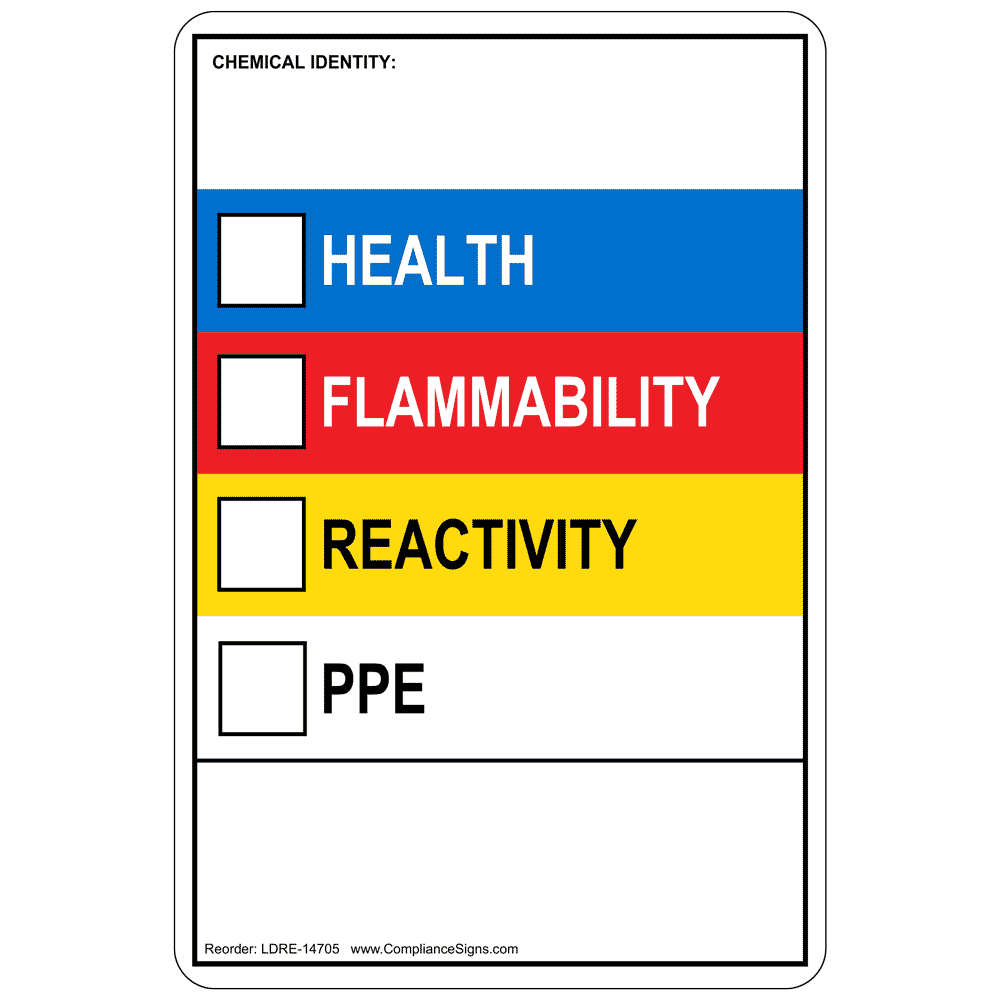 Health Flammability Reactivity PPE Roll Label With Symbols LDRE14709