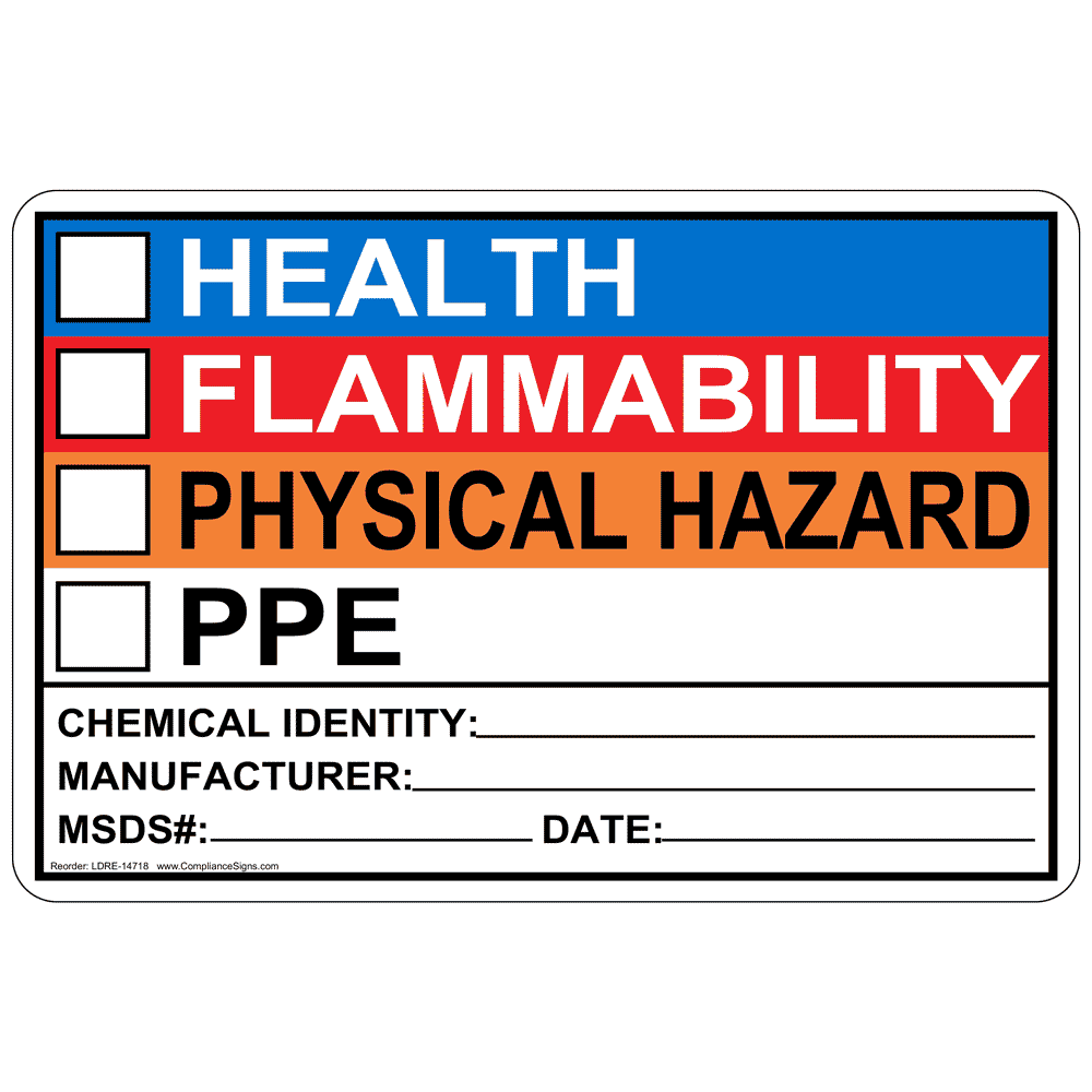 Health Flammability Physical Hazard PPE Roll Label LDRE14718