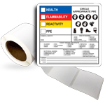 Health Flammability Reactivity PPE Roll Label With Symbols LDRE-35736